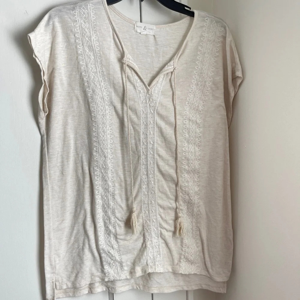 Thyme & Honey Boho T Shirt with Tassel detail